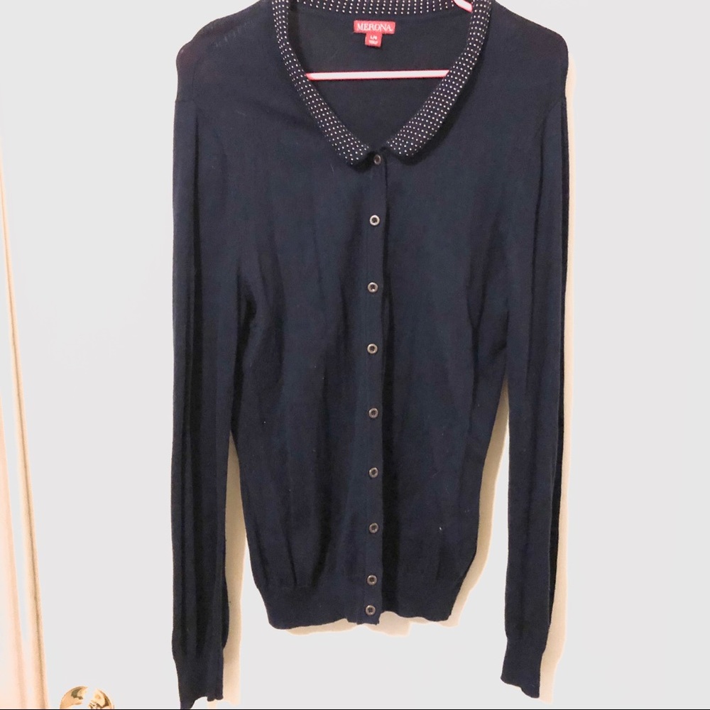 Navy Peter Pan collar cardigan